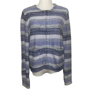 Joie Jacolyn Cardigan Sweater Size M Blue White Zip Blazer Stripe Career Womens